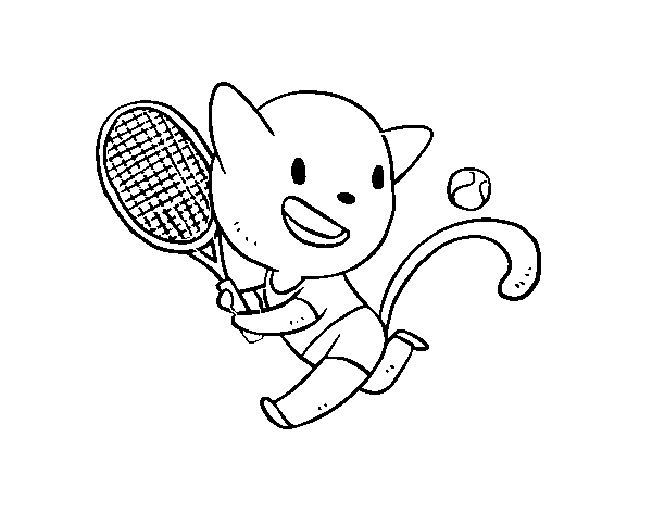 Dibujo de Gato tenista para Colorear