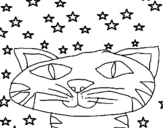 Dibujo de Gato y estrellas para colorear