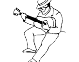 Dibujo de Guitarrista con sombrero para colorear