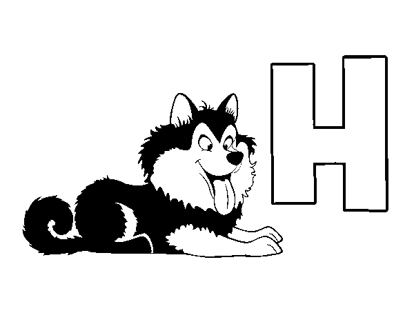 Dibujo de H de Husky para Colorear