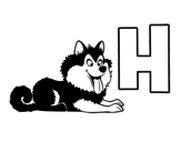 Dibujo de H de Husky para colorear