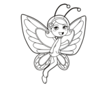 Dibujo de Hada mariposa contenta para colorear