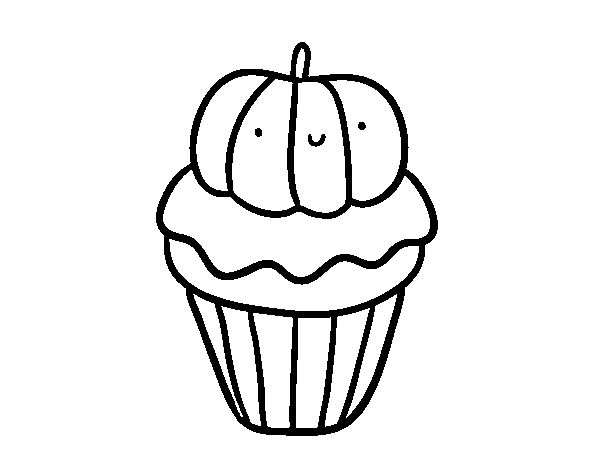 Dibujo de Halloween cupcake para Colorear