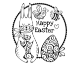 Dibujo de Happy Easter para colorear