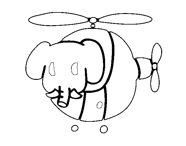 Dibujo de Helióptero con elefante para Colorear