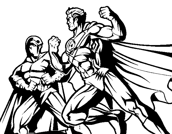 Dibujo de Héroe y villano luchando para Colorear