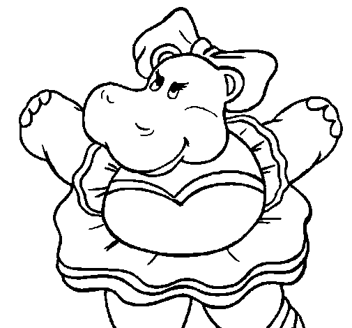 Dibujo de Hipopótama con lazo para Colorear