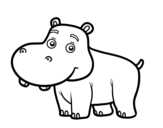 Dibujo de Hipopótamo joven para colorear