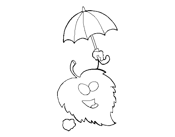 Dibujo de Hoja con paraguas para Colorear