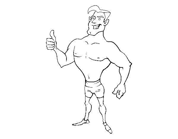 Dibujo de Hombre en bañador para Colorear