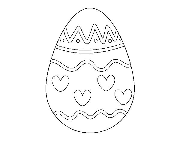 Dibujo de Huevo con corazones para Colorear