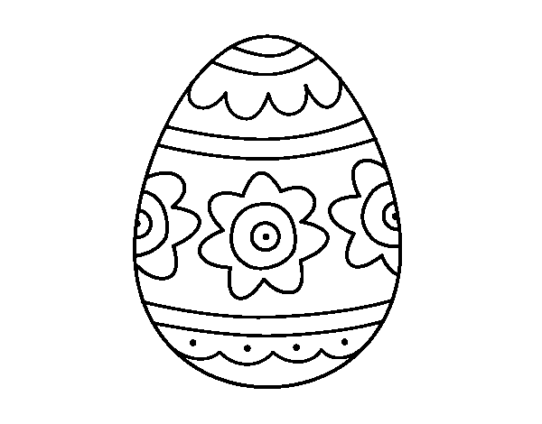 Dibujo de Huevo de Pascua con flores para Colorear