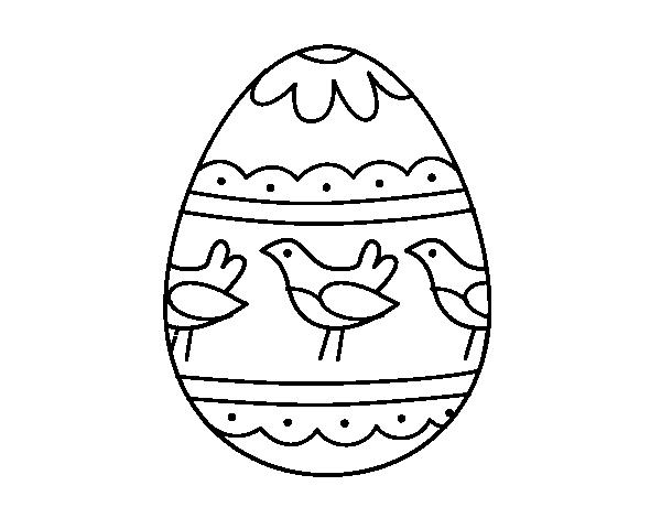 Dibujo de Huevo de Pascua con pájaros para Colorear