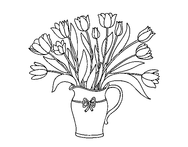Dibujo de Jarrón de tulipanes para Colorear
