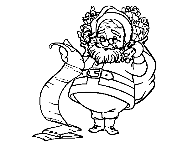 Dibujo de La lista de Papá Noel para Colorear