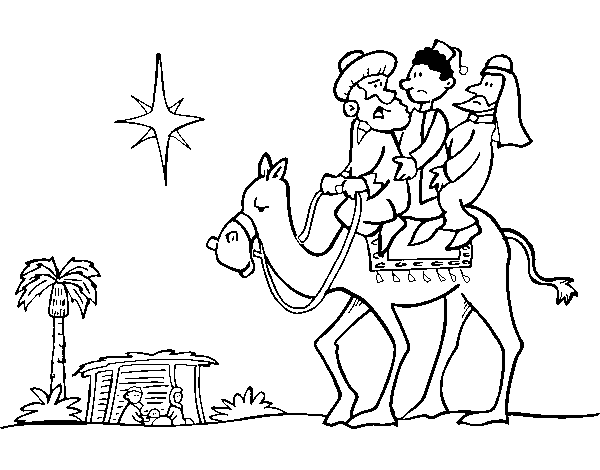 Dibujo de Los tres Reyes Magos para Colorear