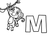 Dibujo de M de Mono para colorear