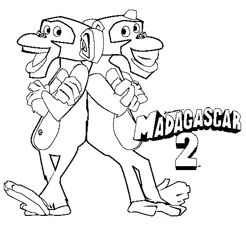 Dibujo de Madagascar 2 Manson y Phil 2 para Colorear