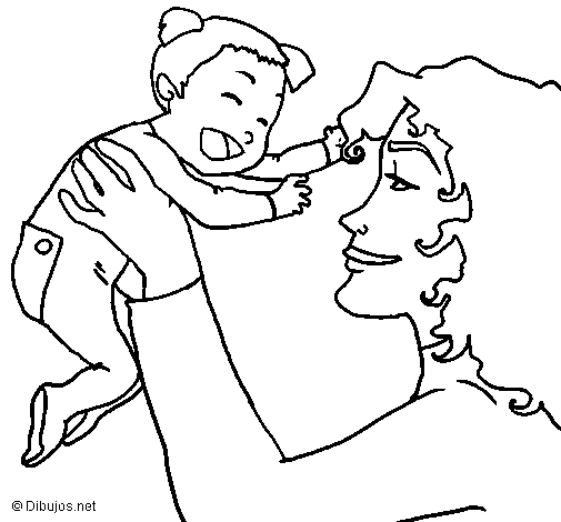 Dibujo de Madre con su bebe 1 para Colorear