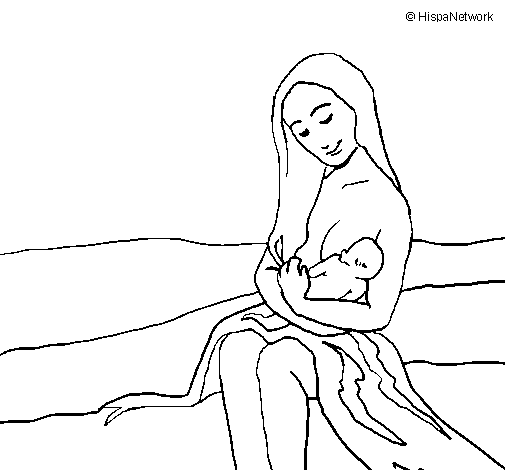 Dibujo de Madre con su bebe para Colorear