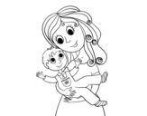 Dibujo de Madre con su hijo para colorear