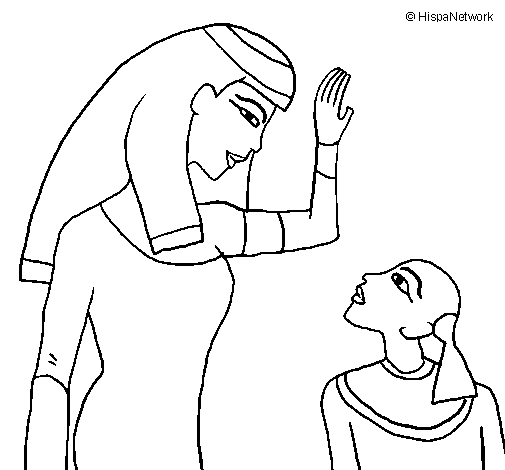 Dibujo de Madre e hijo egipcios para Colorear