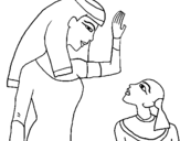 Dibujo de Madre e hijo egipcios para colorear