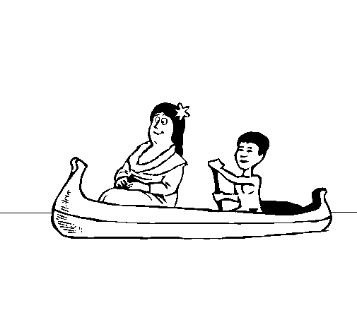 Dibujo de Madre e hijo en canoa para Colorear
