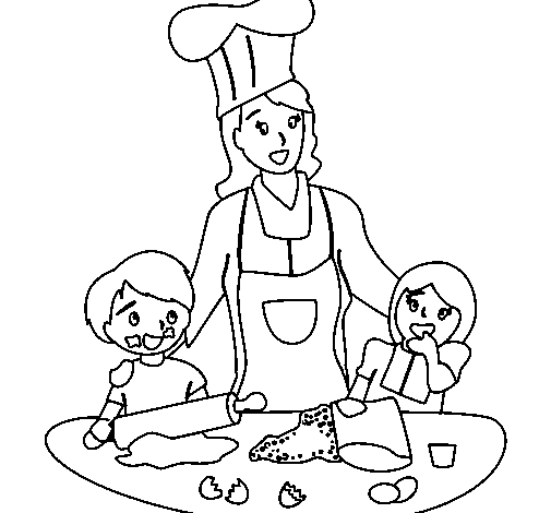 Dibujo de Mama cocinera para Colorear