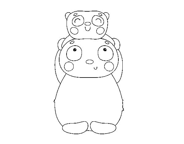 Dibujo de Mamá panda con su cría para Colorear