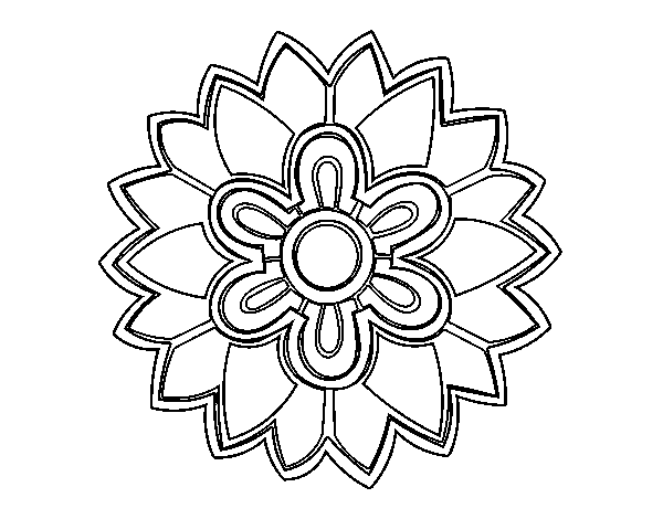 Dibujo de Mándala con forma de flor weiss para Colorear