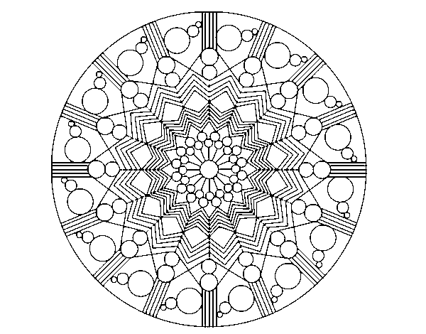 Dibujo de Mandala flor con círculos para Colorear