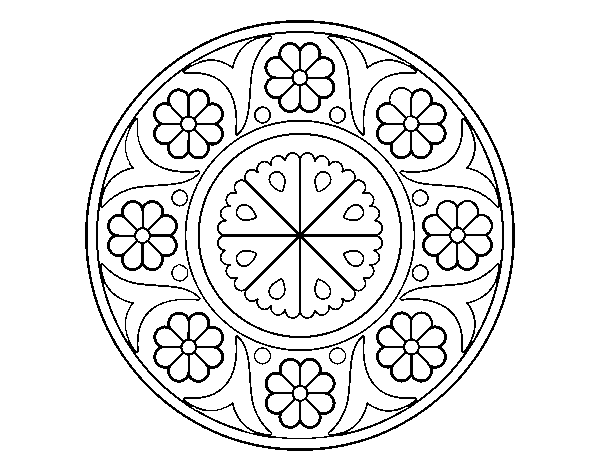 Dibujo de Mandala flor para Colorear