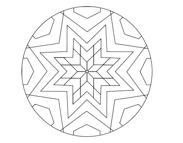Dibujo de Mandala mosaico estrella para Colorear 