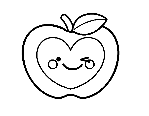 Dibujo de Manzana corazón para Colorear