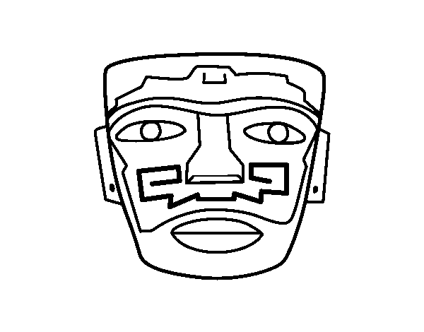 Dibujo de Máscara ancestral azteca para Colorear