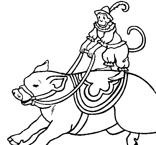 Dibujo de Mono y cerdo para Colorear