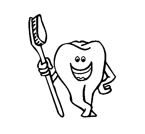 Dibujo de Muela y cepillo de dientes 1 para Colorear