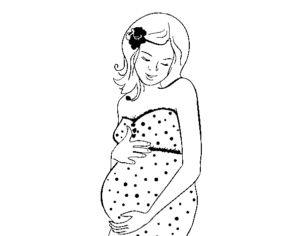Dibujo de Mujer embarazada feliz para Colorear