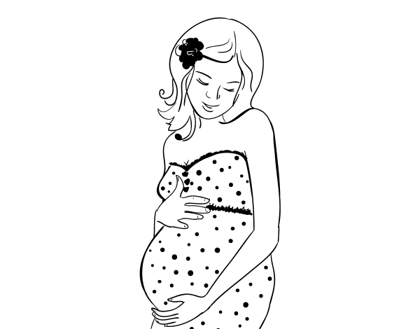 Dibujo de Mujer embarazada feliz para Colorear 