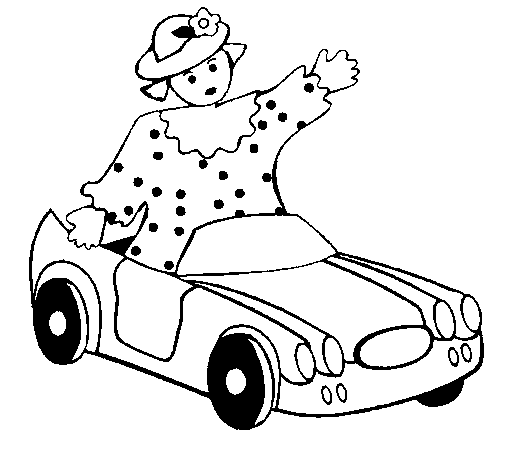 Dibujo de Muñeca en coche descapotable para Colorear