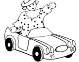 Dibujo de Muñeca en coche descapotable para colorear