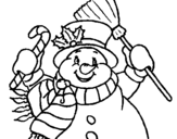 Dibujo de Muñeco de nieve con bufanda
