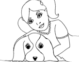 Dibujo de Niña abrazando a su perro