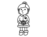 Dibujo de Niña con galletas para colorear