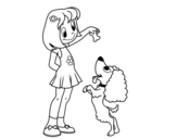 Dibujo de Niña con perrito para colorear