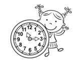 Dibujo de Niña con reloj para colorear