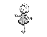 Dibujo de Niña con vestido de princesa para colorear