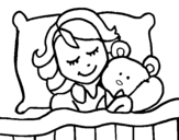Dibujo de Niña durmiendo para colorear