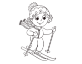 Dibujo de Niña esquiadora para colorear